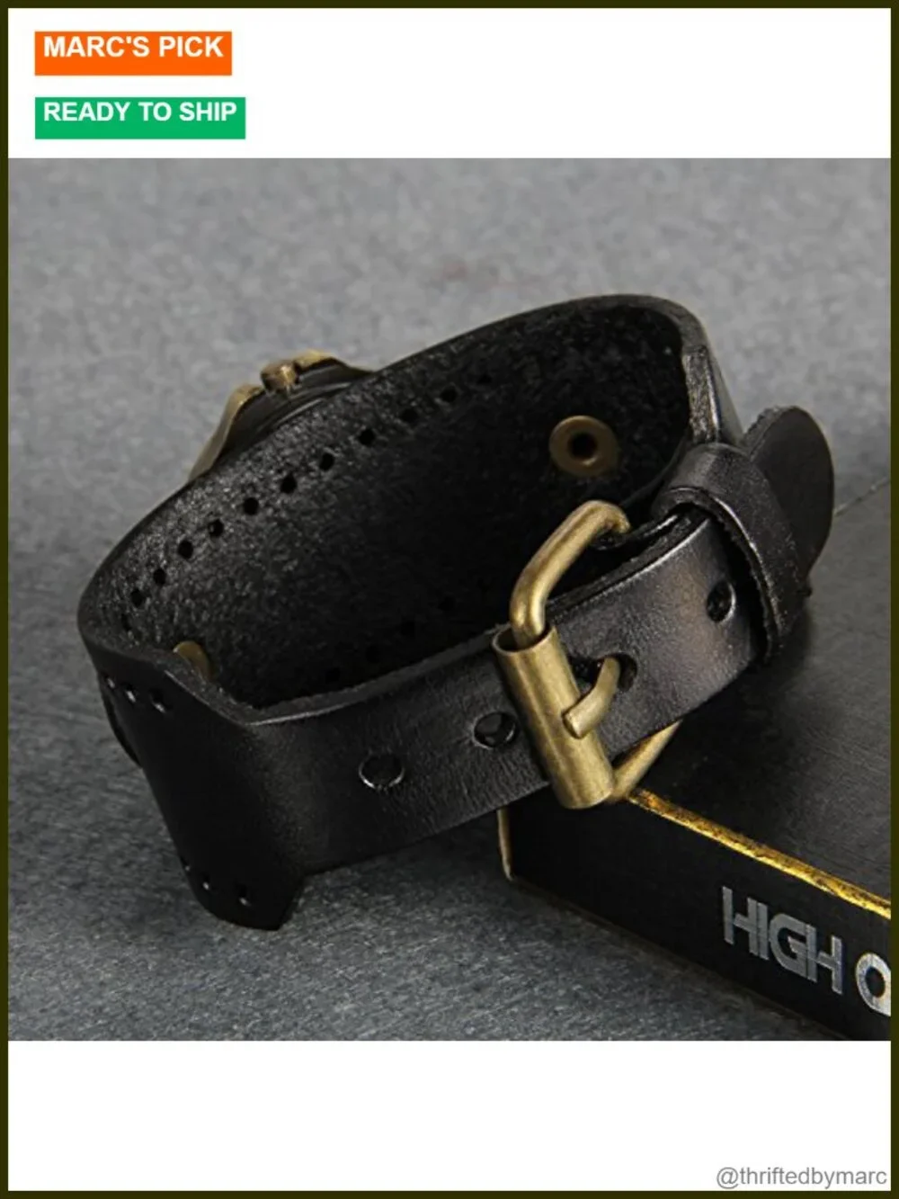 Vintage Bronze Leather Cuff Watch - Steampunk Analog Quartz Wristwatch Unisex